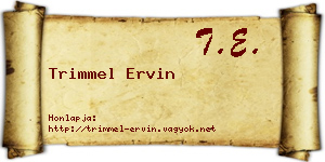 Trimmel Ervin névjegykártya